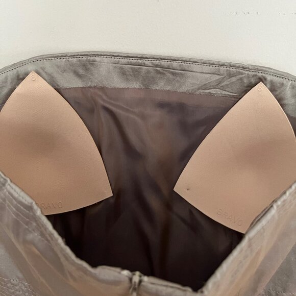 Rene Lezard Brand Women's Gold Strapless Silk Cocktail Dress Sz 4 - Picture 7 of 8